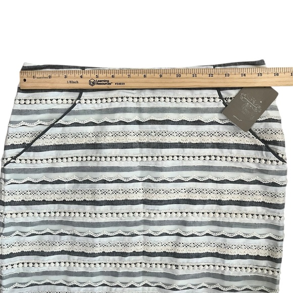 Anthropologie Tabitha Striped Lace Trim Pencil Skirt - Size 6 - Picture 10 of 12